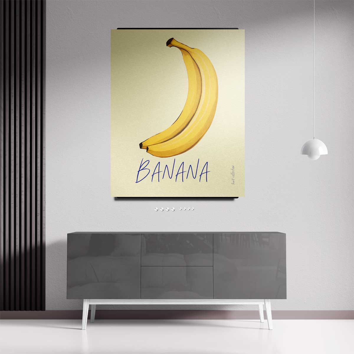 Kleurrijke Bananenillustratie Kunstwerk-canvas-dibond-plexiglas-wanddecoratie-WallArtistic
