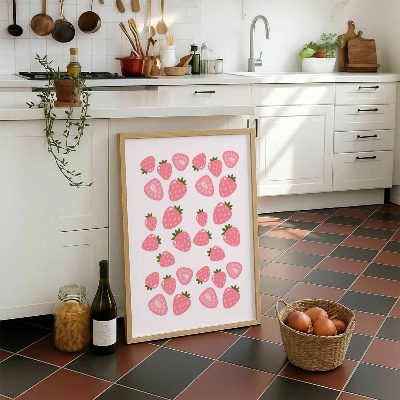 Vrolijke Aardbeien Print Poster