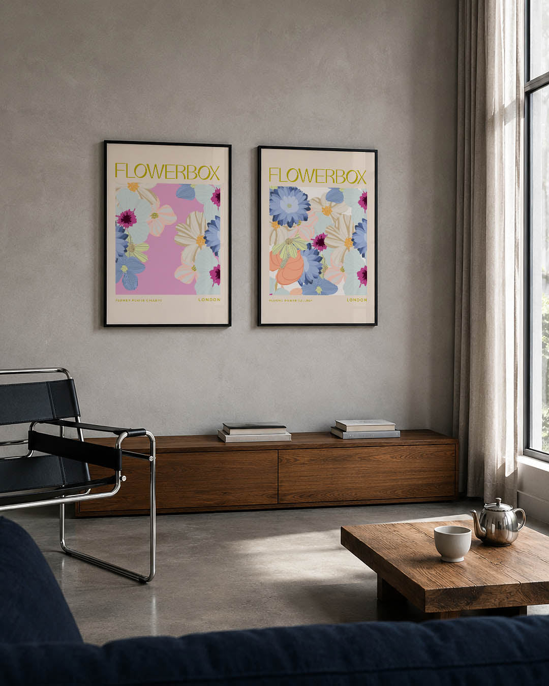 Bloemen en pastel Posterset