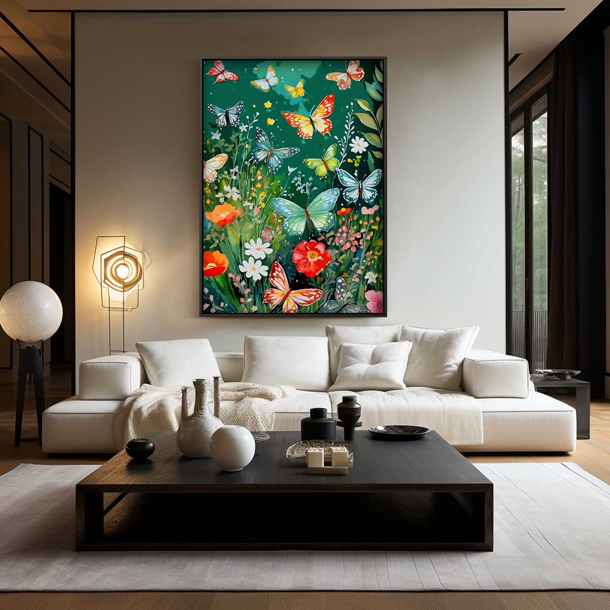 Betoverende Vlinders in Bloemenpracht Kunstwerk-canvas-dibond-plexiglas-wanddecoratie-WallArtistic