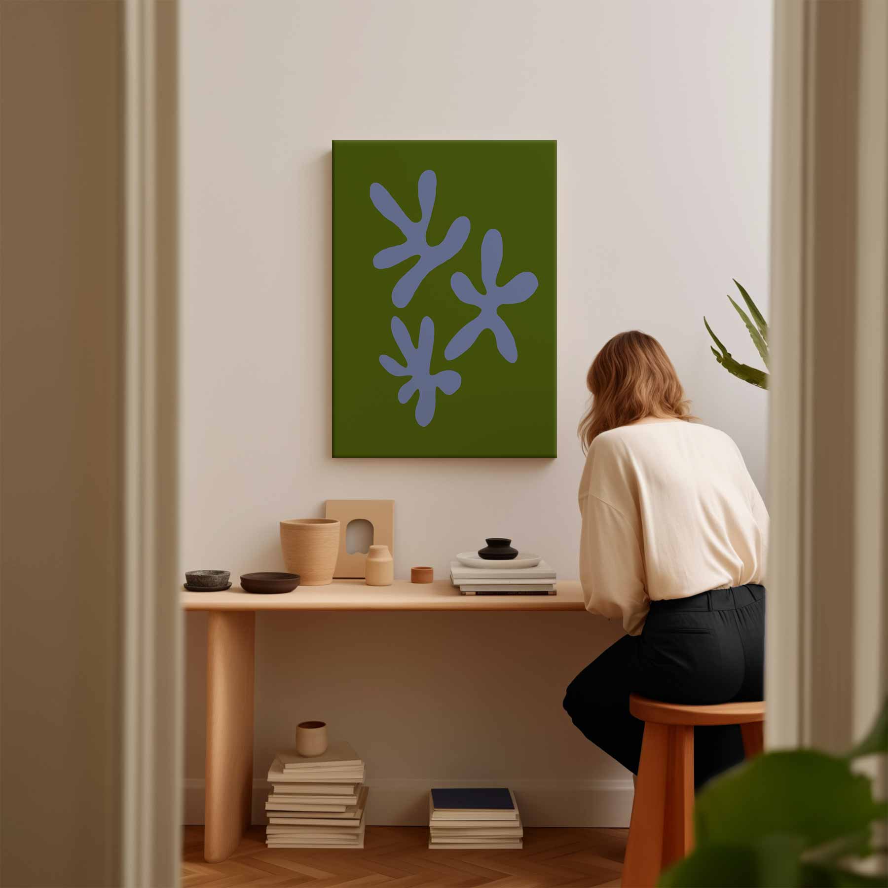 Vrolijke Vormen Op Groen Kunstwerk-canvas-dibond-plexiglas-wanddecoratie-WallArtistic