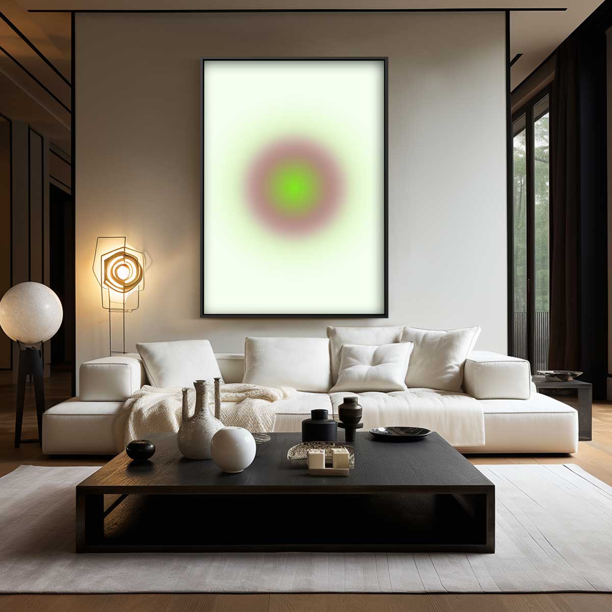Groene Rust Cirkel Kunstwerk-canvas-dibond-plexiglas-wanddecoratie-WallArtistic