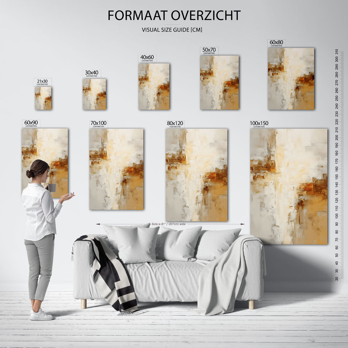 Abstracte beige en bruine Poster