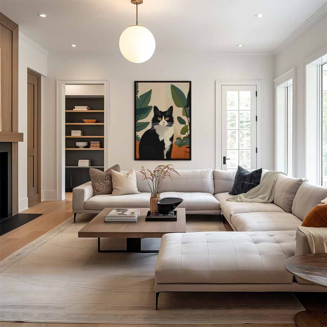Kat tussen Planten Kunstwerk-canvas-dibond-plexiglas-wanddecoratie-WallArtistic