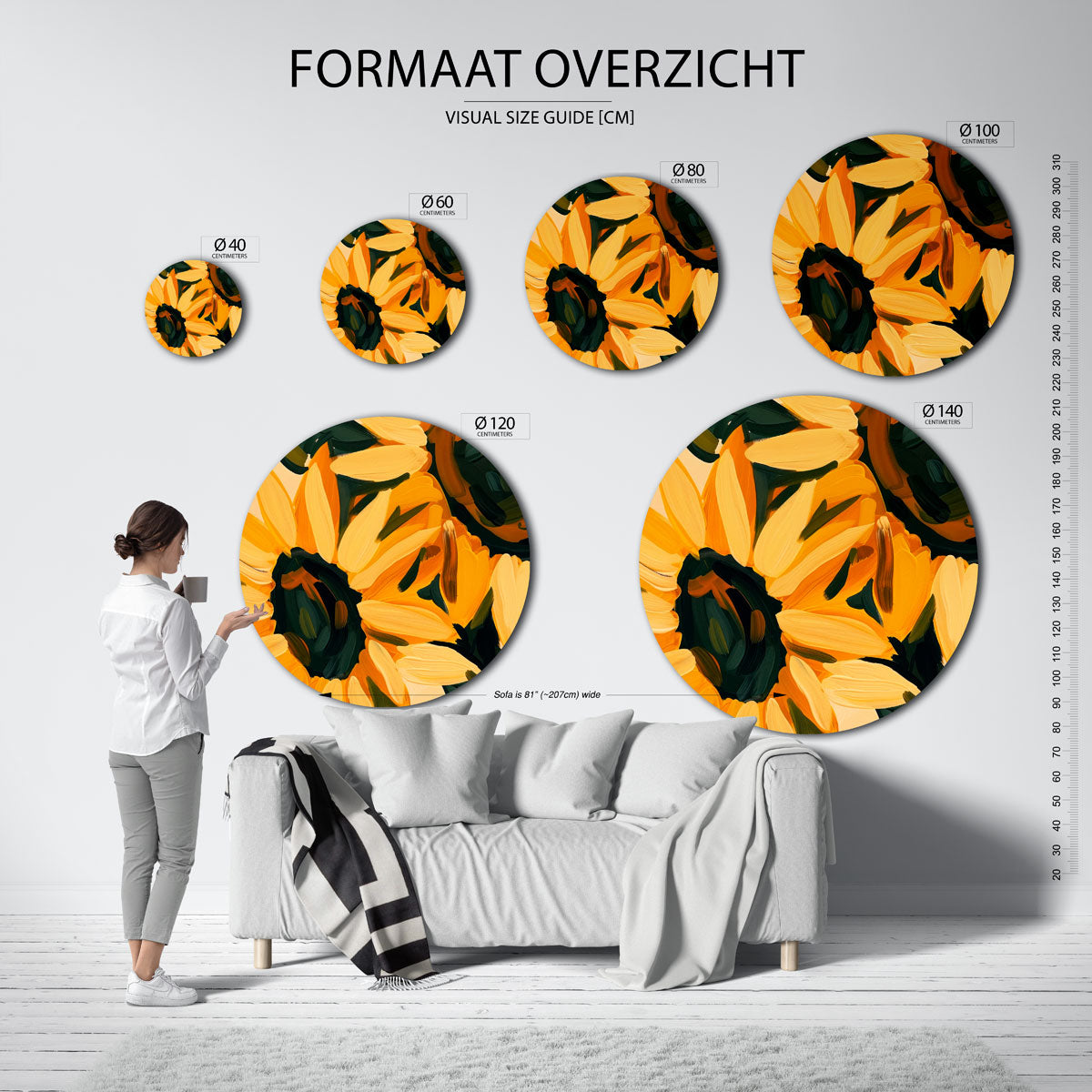 Zonnebloemen Muurcirkel