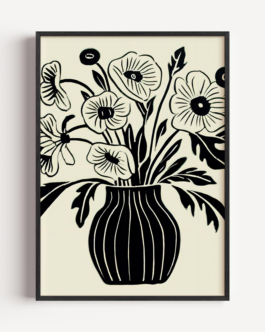 Stijlvolle Bloemen Poster in Zwart-Wit Poster-WallArtistic
