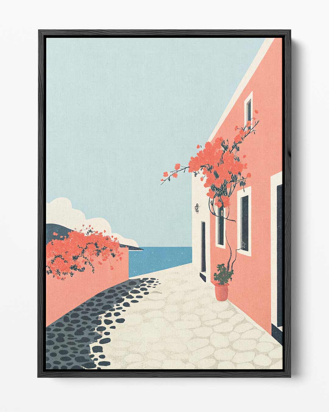 Zonnige Mediterrane Straat Kunstwerk-canvas-dibond-plexiglas-wanddecoratie-WallArtistic
