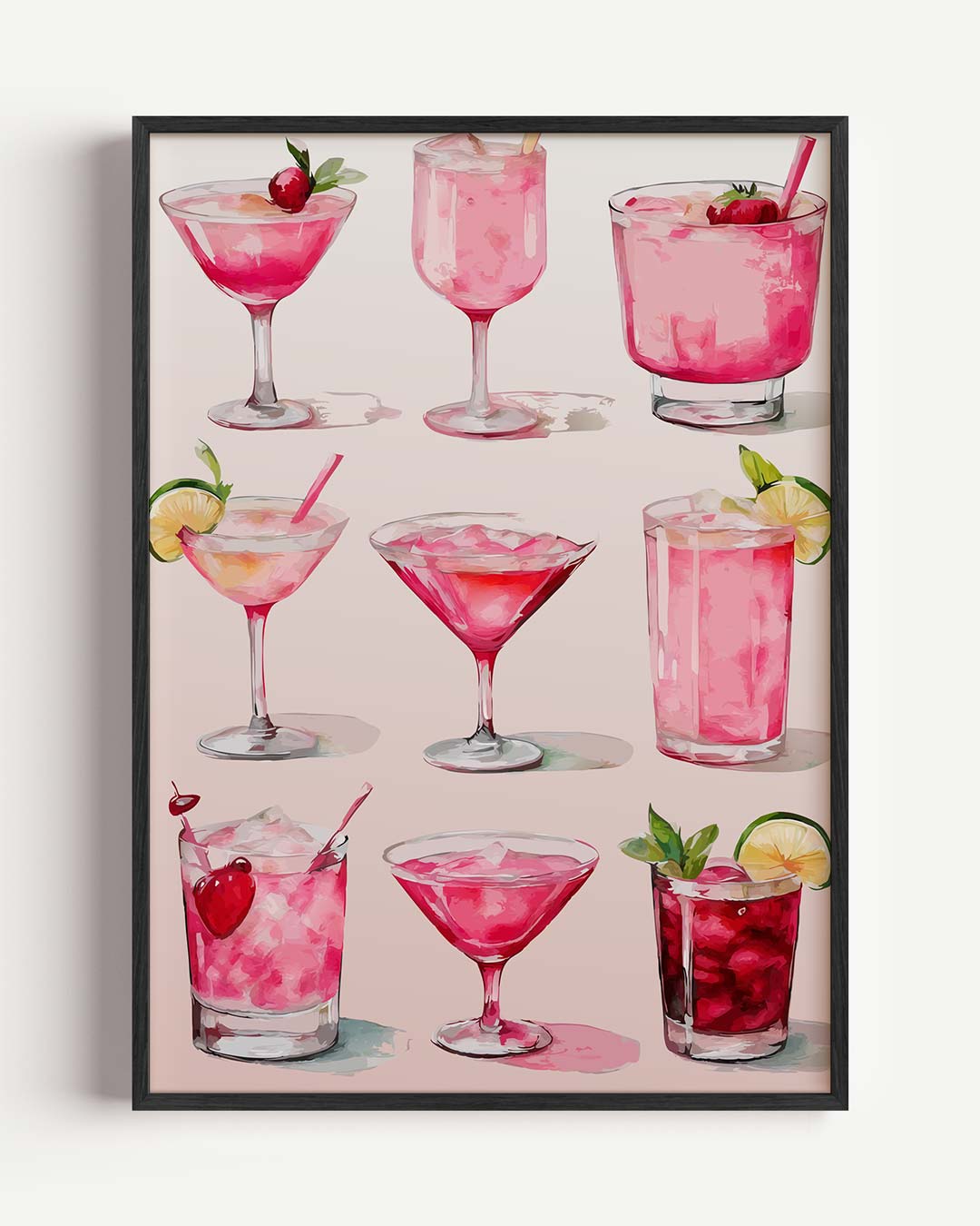 Roze Cocktail Kunstposter