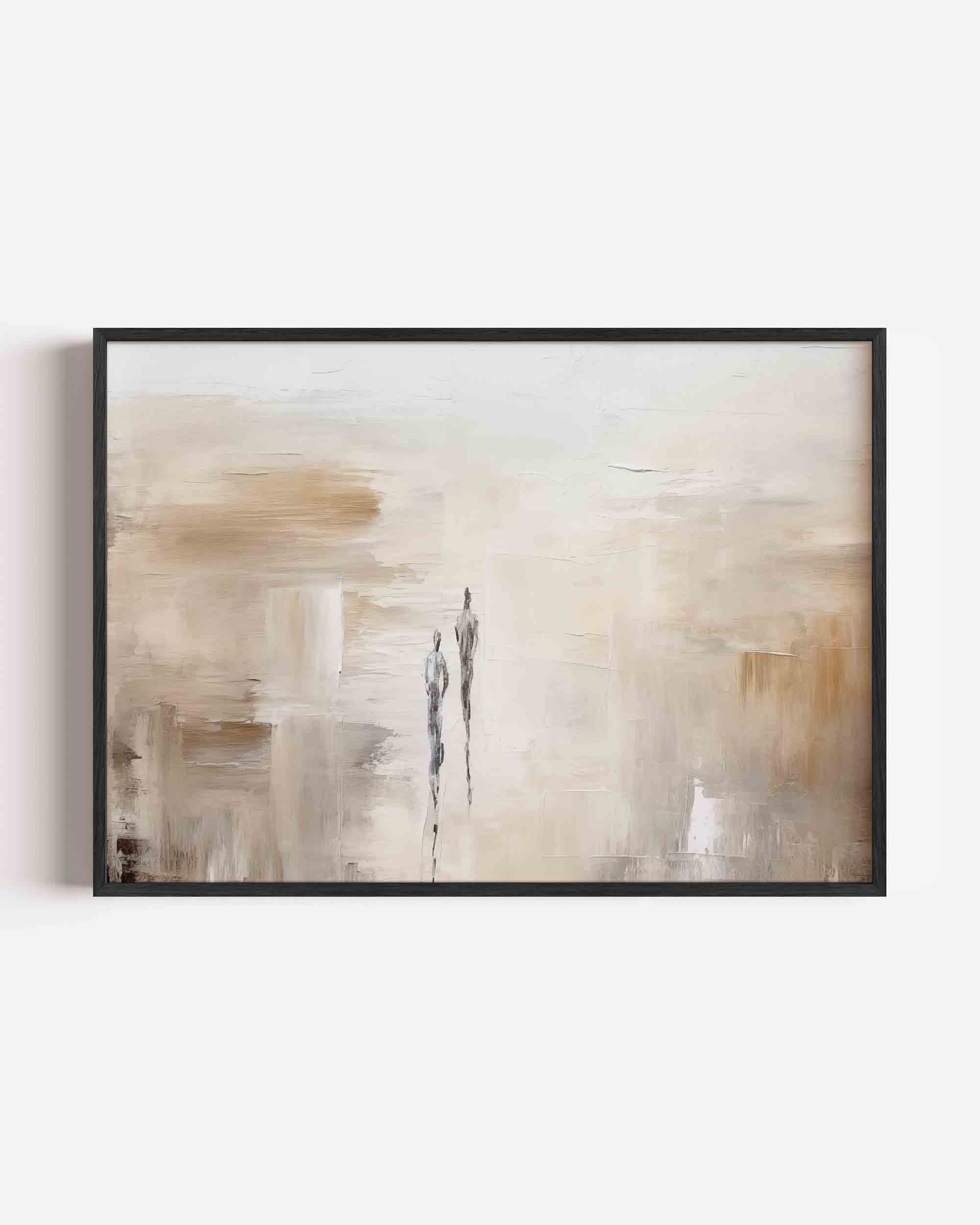 Twee figuren in beige landschap Poster