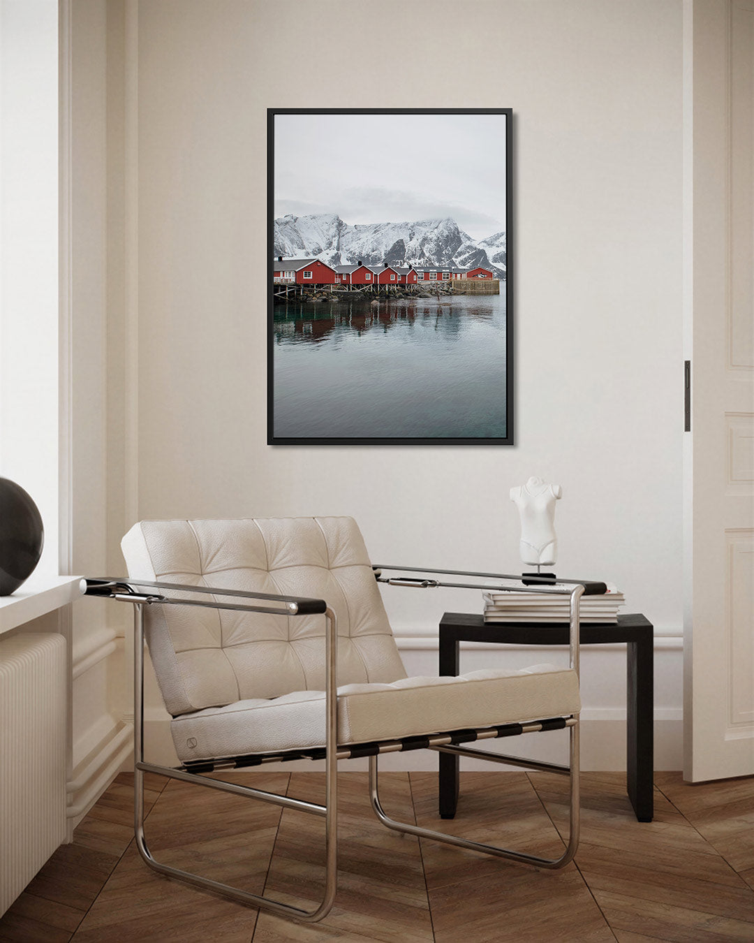 Rode huisjes aan zee Kunstwerk