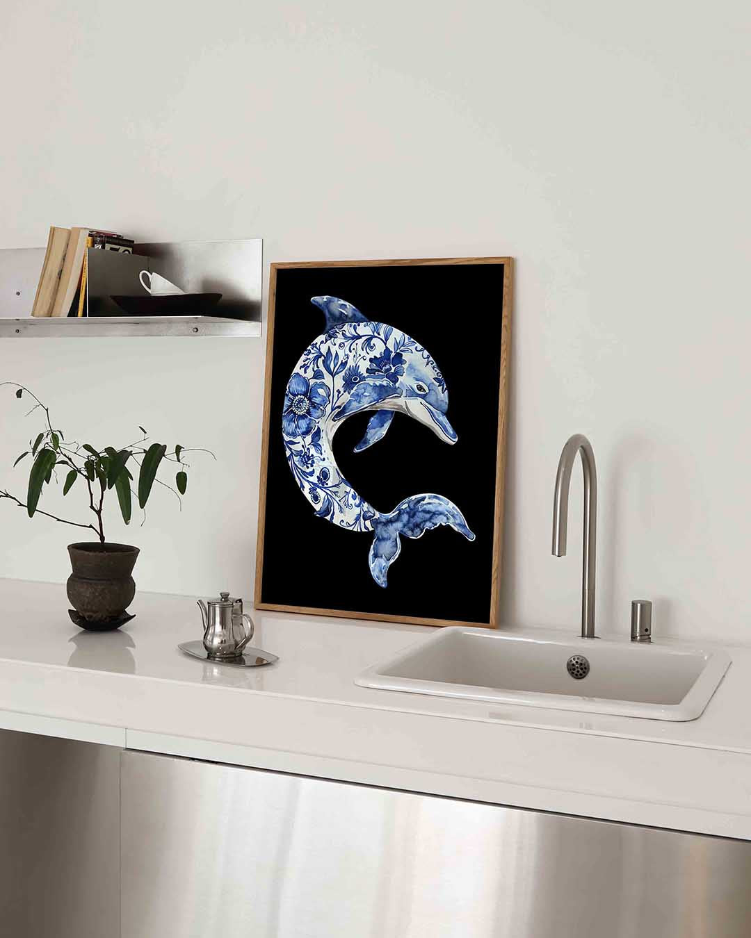 Dolfijn met bloemen Poster