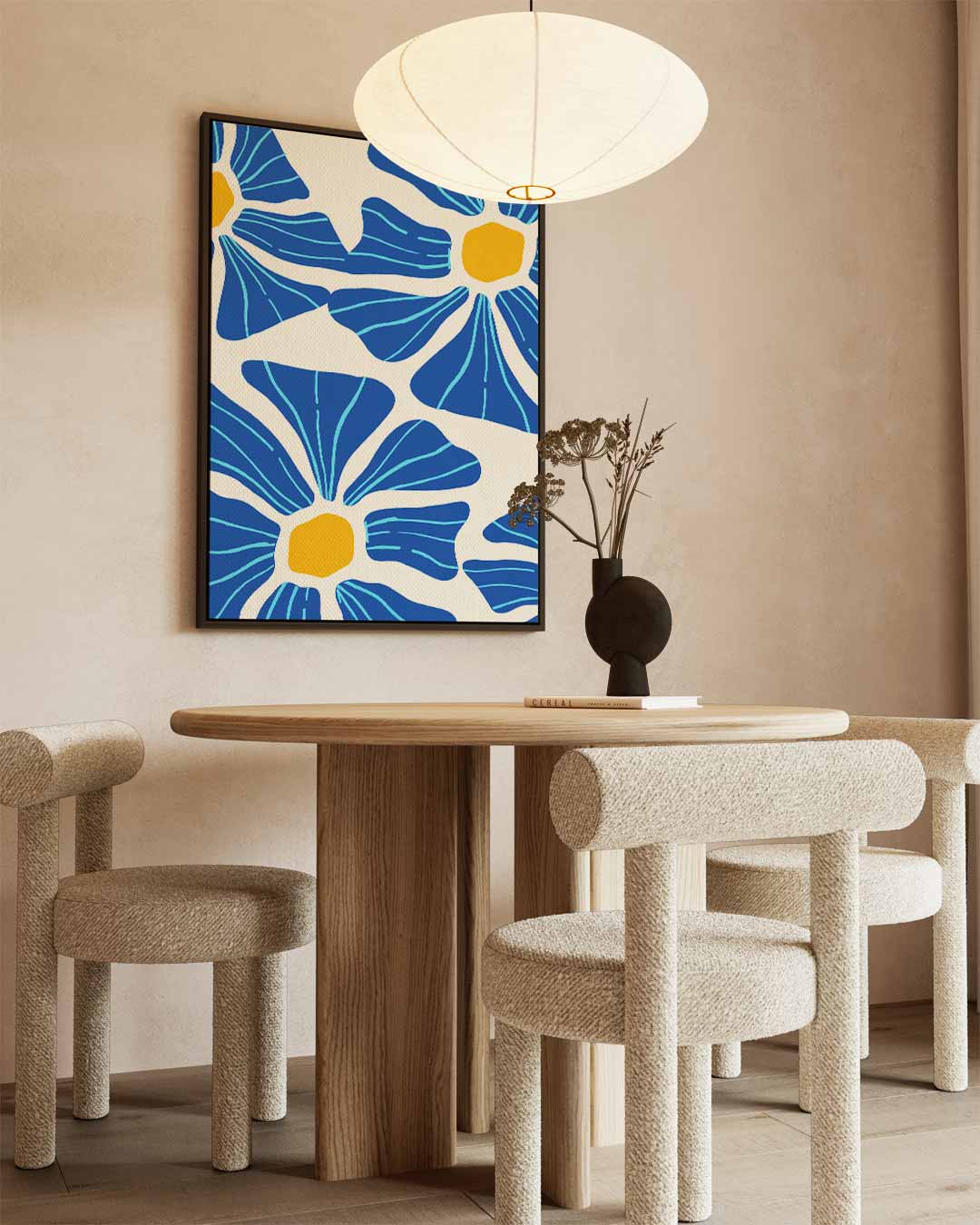 Bloeiend Blauw Bloemenpatroon Kunstwerk-canvas-dibond-plexiglas-wanddecoratie-WallArtistic