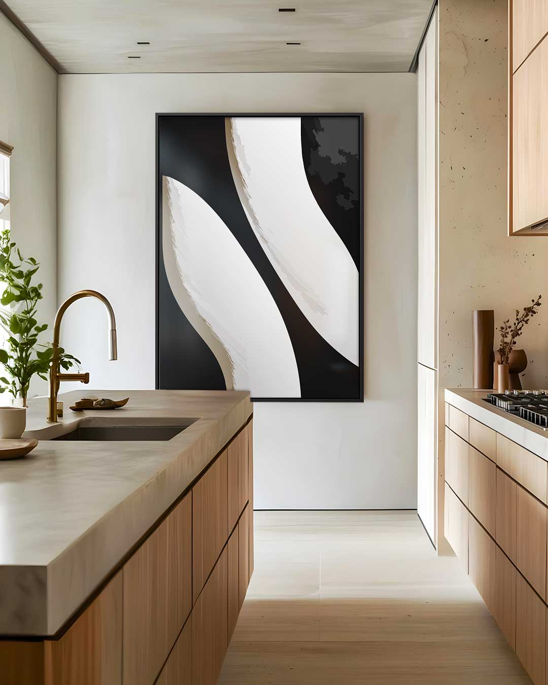 Golvende Vormen in Balans Kunstwerk-canvas-dibond-plexiglas-wanddecoratie-WallArtistic