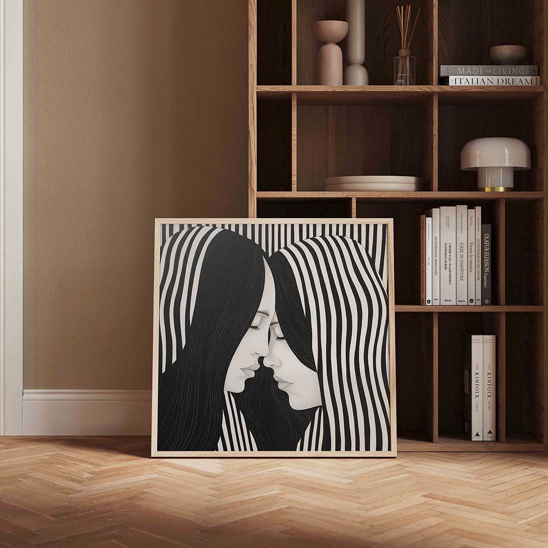 Twee gezichten met strepen Poster