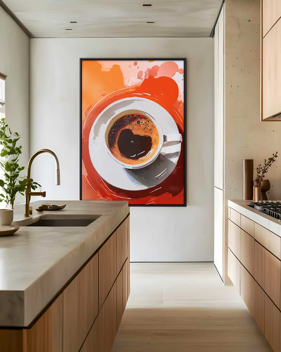 Koffiemoment in Abstracte Stijl Kunstwerk-canvas-dibond-plexiglas-wanddecoratie-WallArtistic