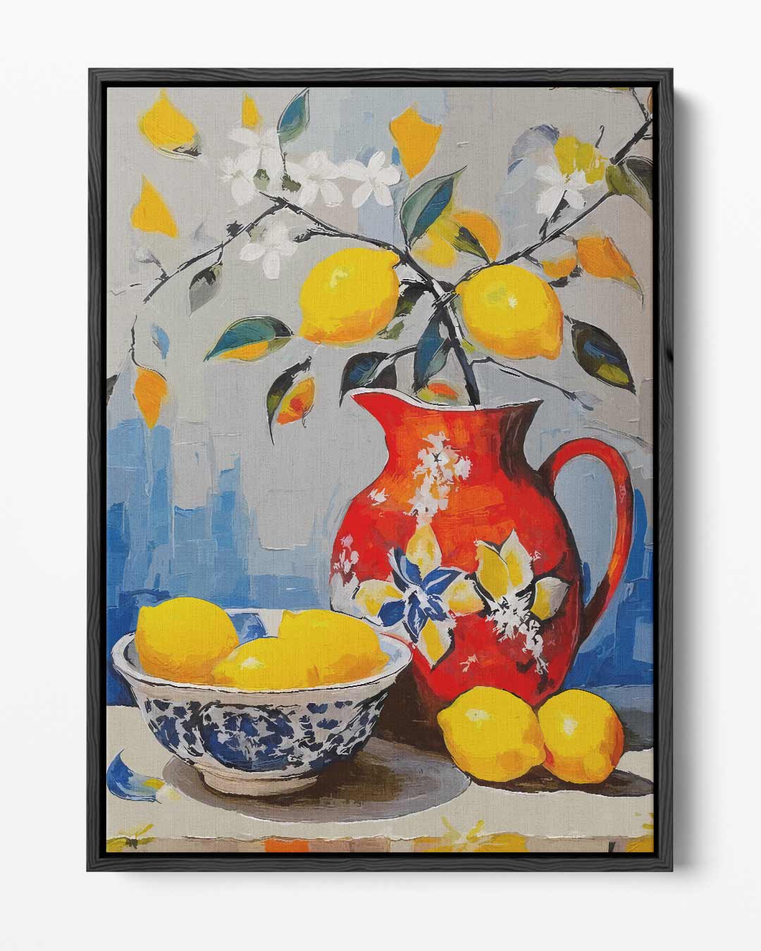 Citroenen in een Vrolijke Karaf Kunstwerk-canvas-dibond-plexiglas-wanddecoratie-WallArtistic