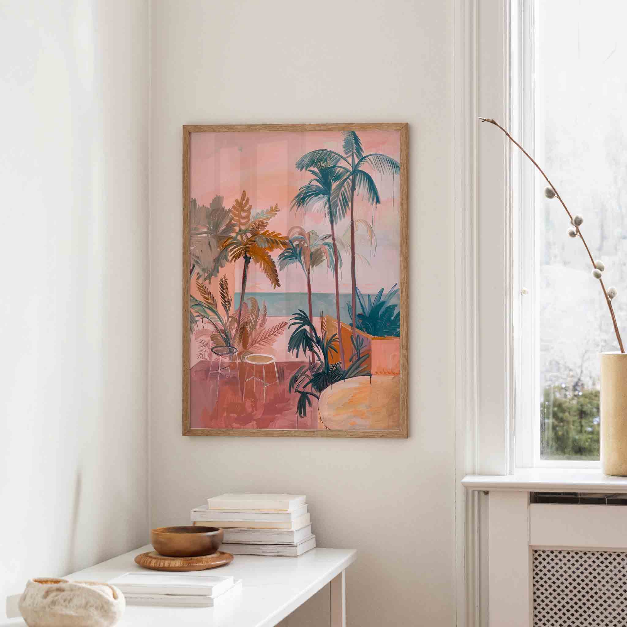 Palmbomen en zee Poster
