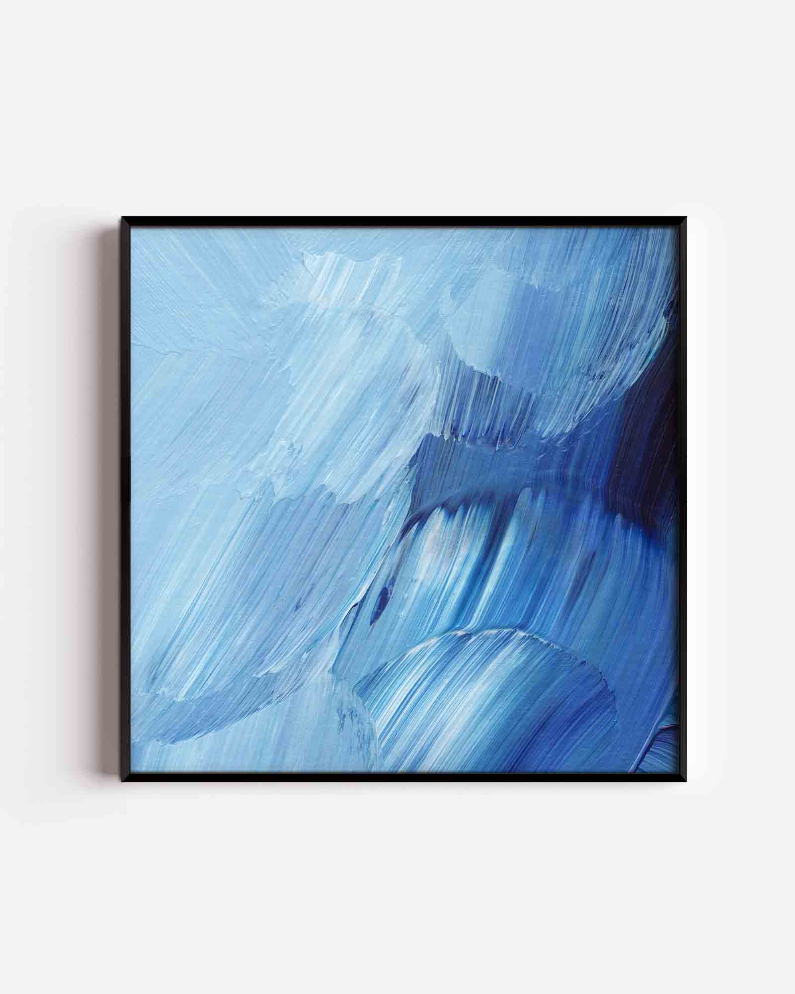 Blauwe penseelstreken Poster