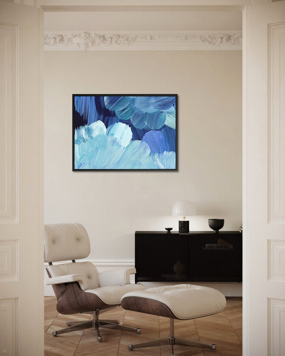 Dynamische blauwtinten Kunstwerk