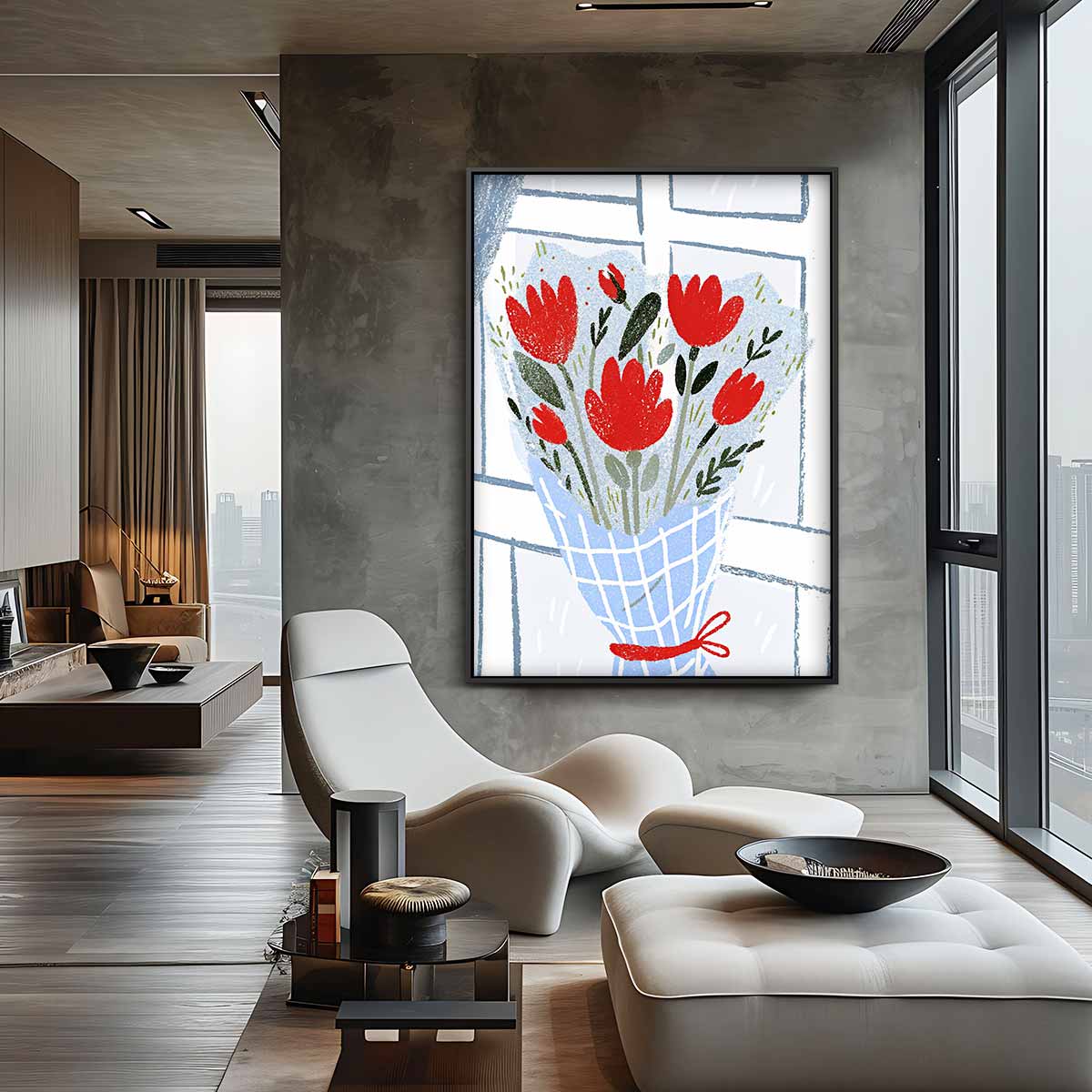 Bloeiend Raamzicht Kunstwerk-canvas-dibond-plexiglas-wanddecoratie-WallArtistic