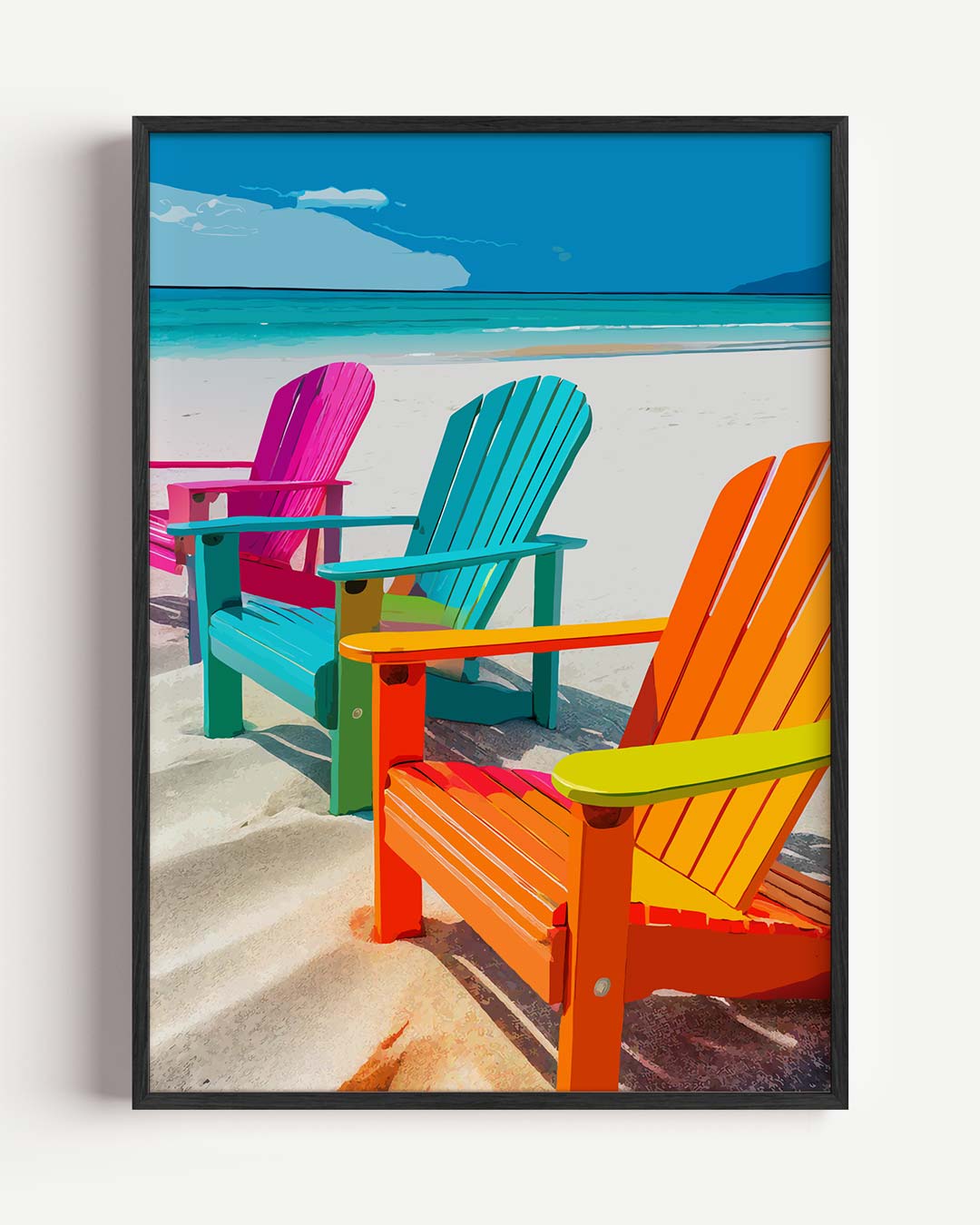Kleurrijke Strandstoelen Poster