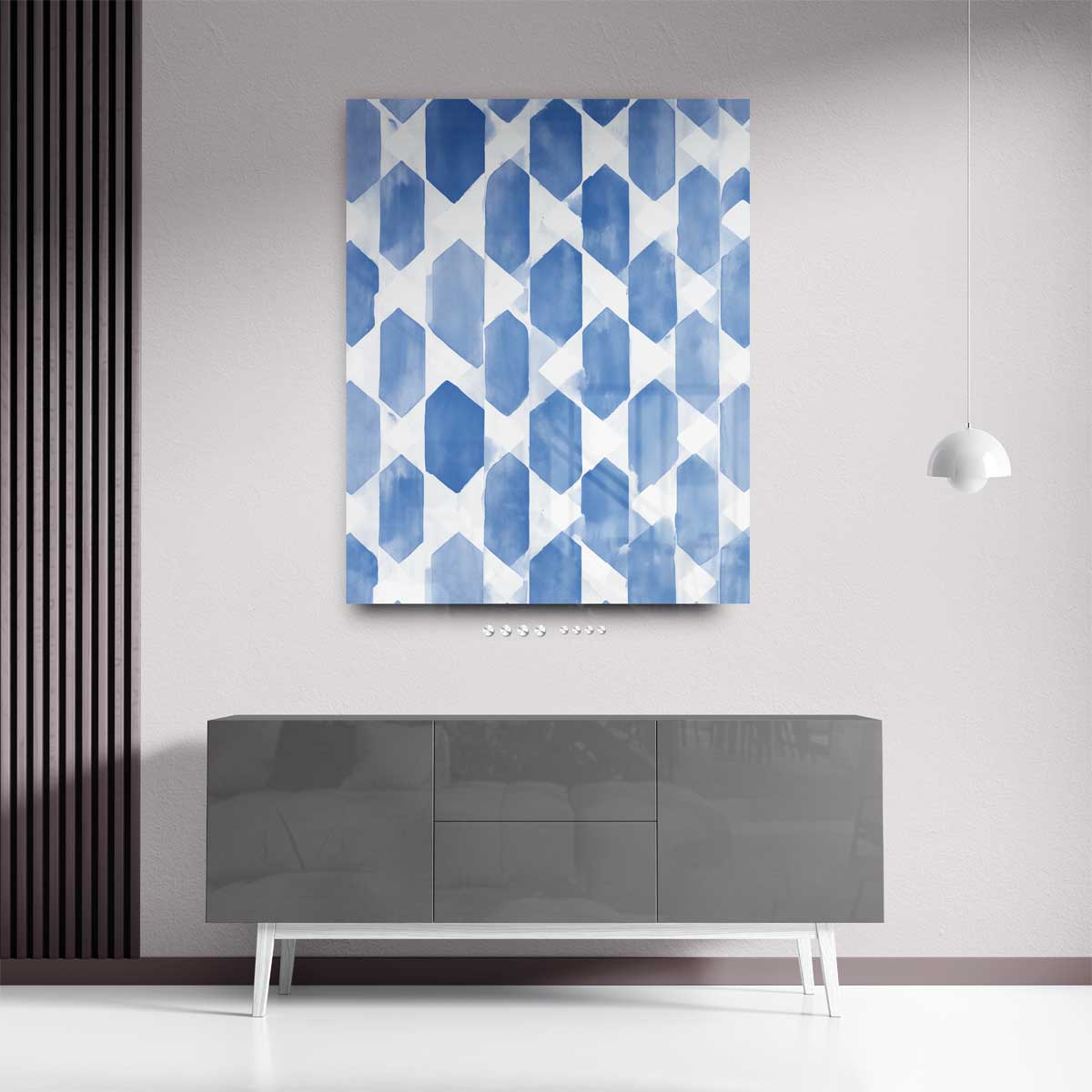 Blauwe Geometrische Harmonie Kunstwerk-canvas-dibond-plexiglas-wanddecoratie-WallArtistic