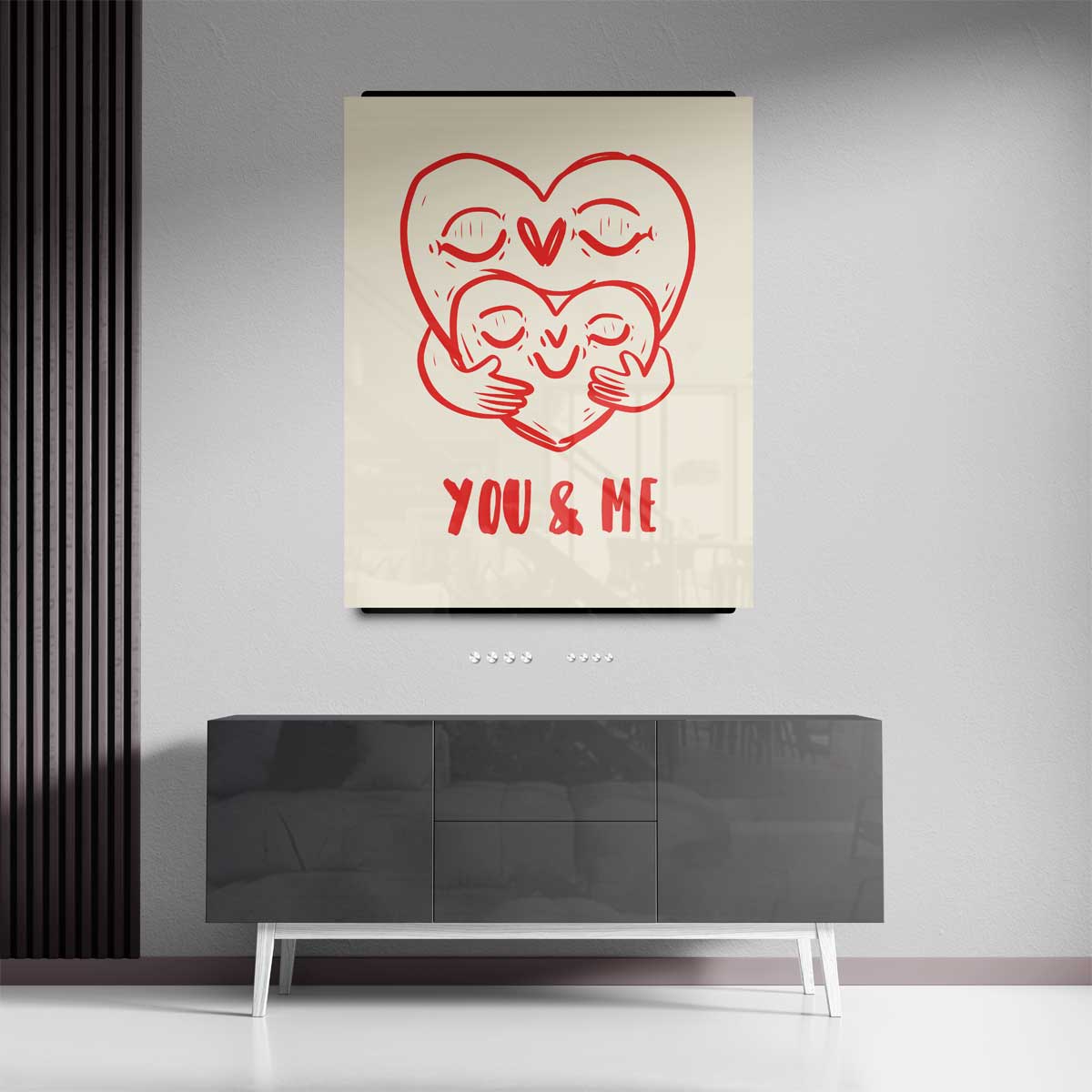 You & Me Knuffelharten Kunstwerk-canvas-dibond-plexiglas-wanddecoratie-WallArtistic