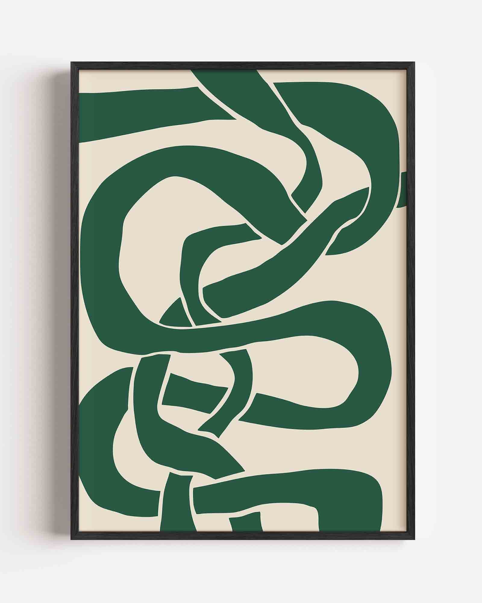 Groene kronkelende vormen Poster