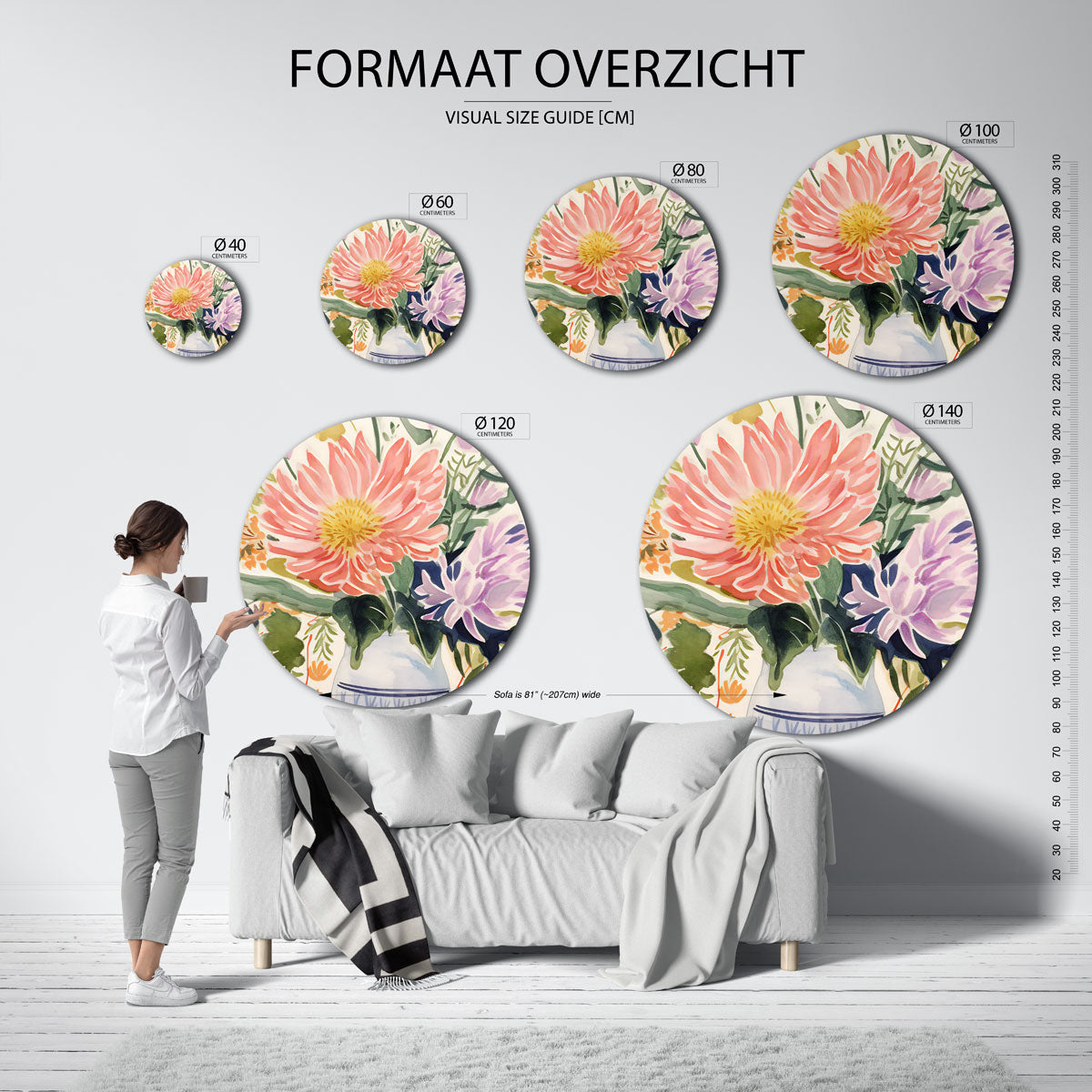Bloemen in vaas Muurcirkel