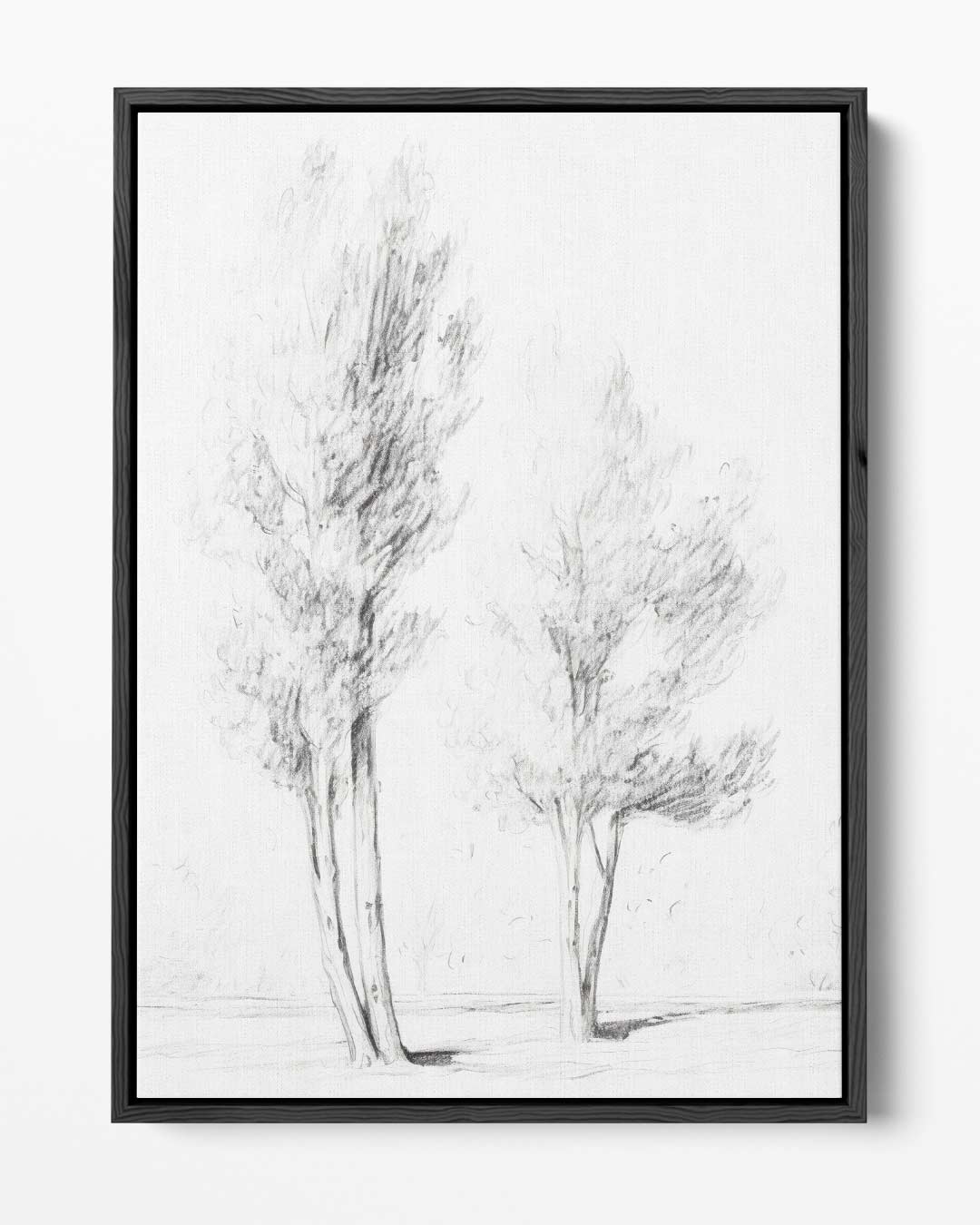 Zachte Potlood Schets van Bomen Kunstwerk-canvas-dibond-plexiglas-wanddecoratie-WallArtistic