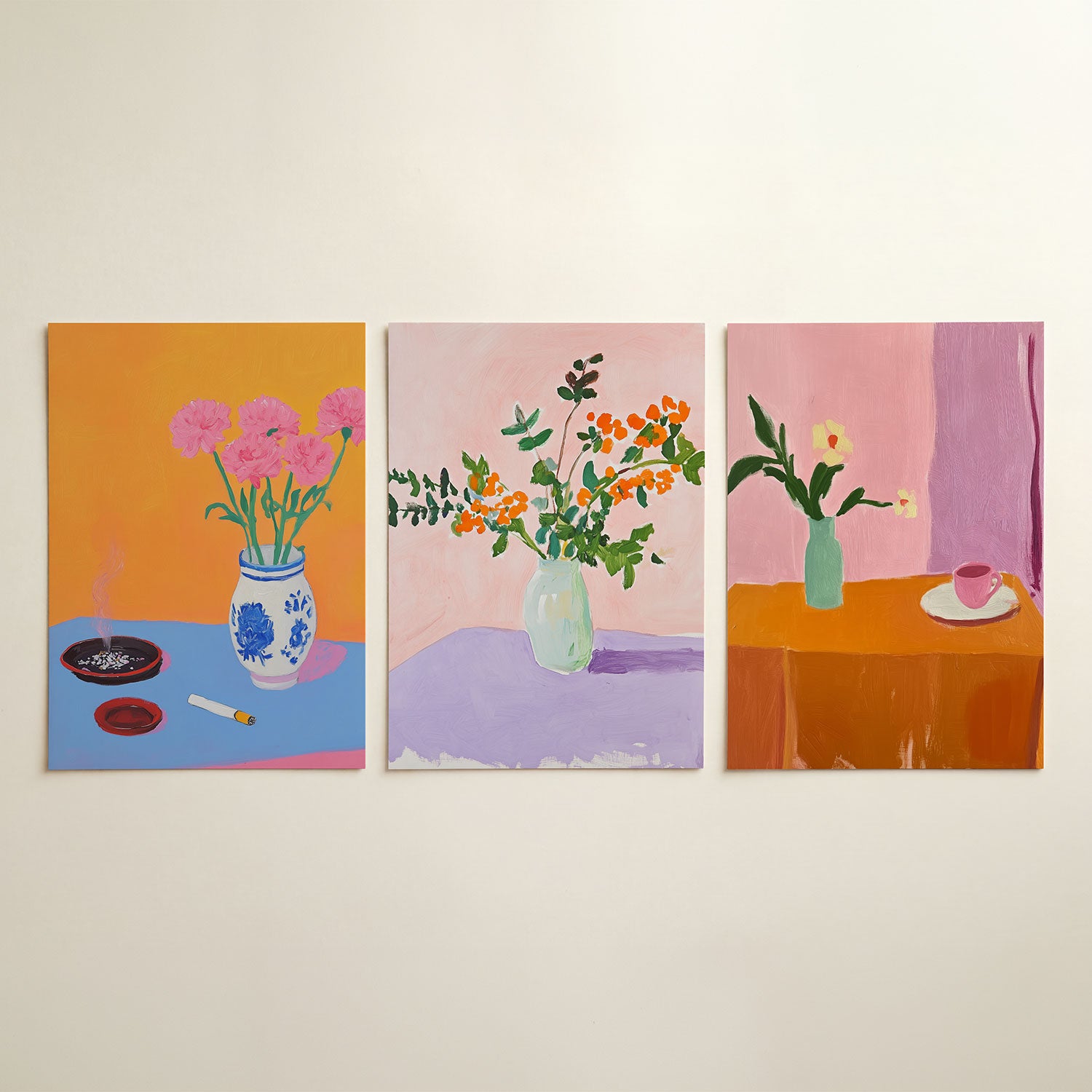 Kleurrijke bloemenvormen Posterset