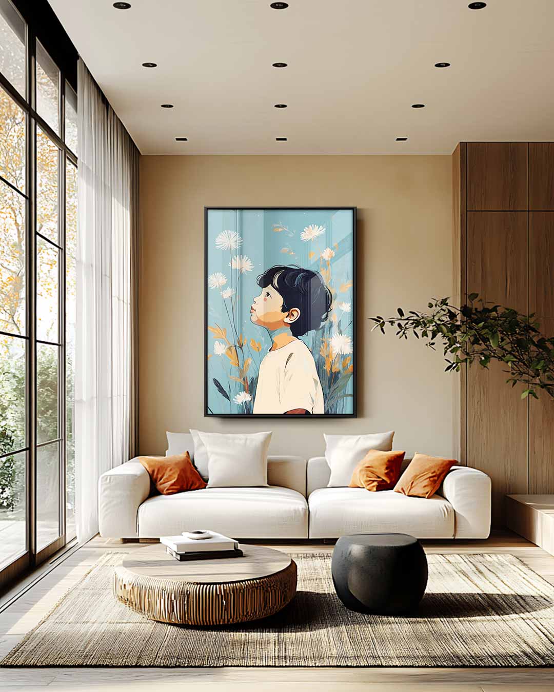 Dromend Tussen Bloemen Kunstwerk-canvas-dibond-plexiglas-wanddecoratie-WallArtistic