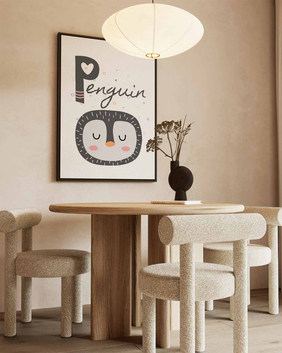 Slapende Pinguïn Illustratie Kunstwerk-canvas-dibond-plexiglas-wanddecoratie-WallArtistic