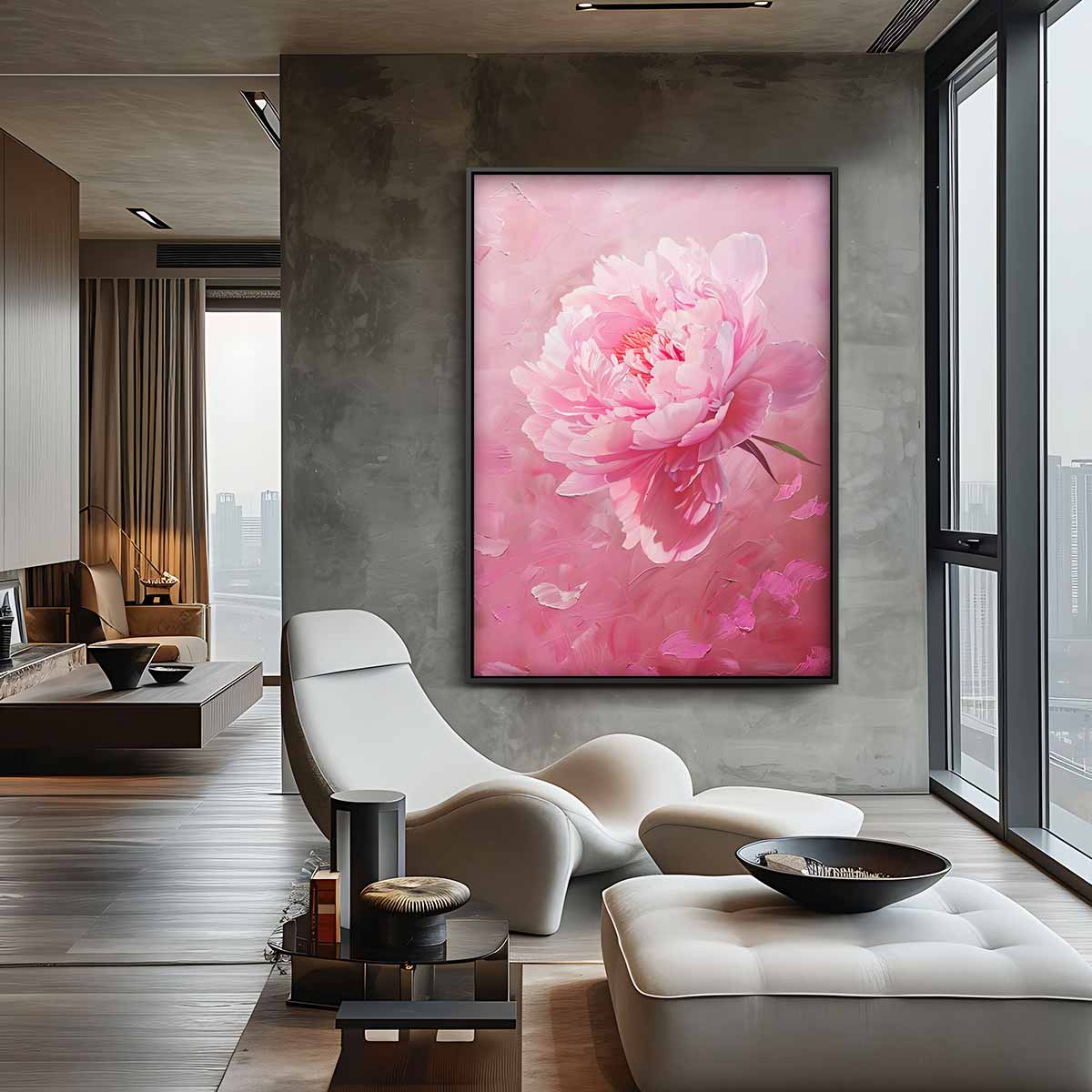Romantische Roze Pioen Kunstwerk-canvas-dibond-plexiglas-wanddecoratie-WallArtistic