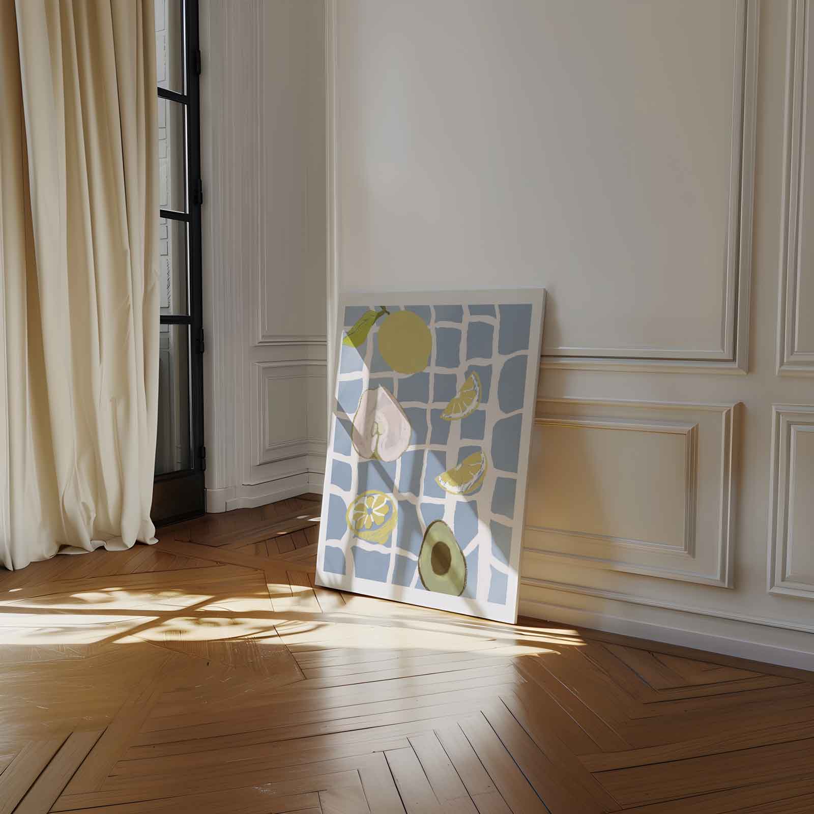 Zomerse Vruchten op Tegels Kunstwerk-canvas-dibond-plexiglas-wanddecoratie-WallArtistic