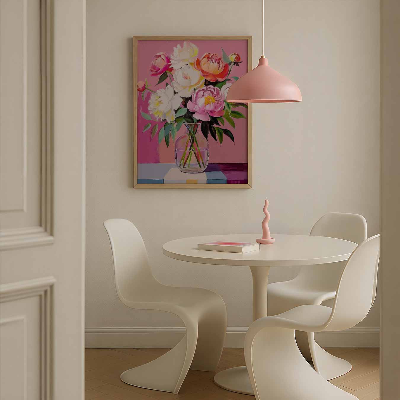 Bloeiend Peonies in Vaas Poster