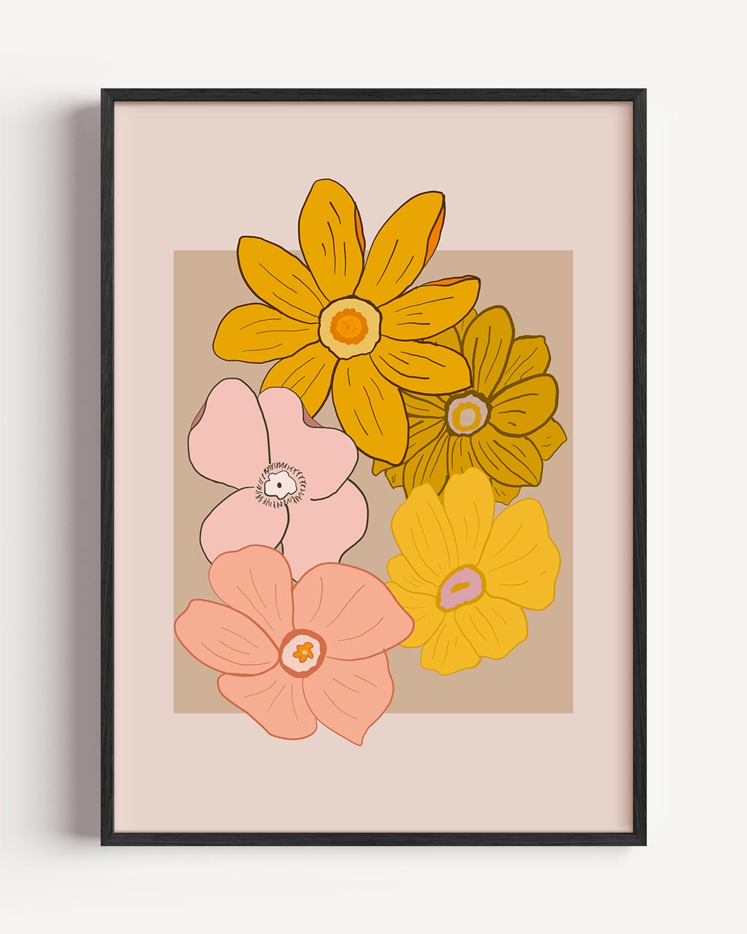 Bloemige Vormen Speelse Poster-WallArtistic