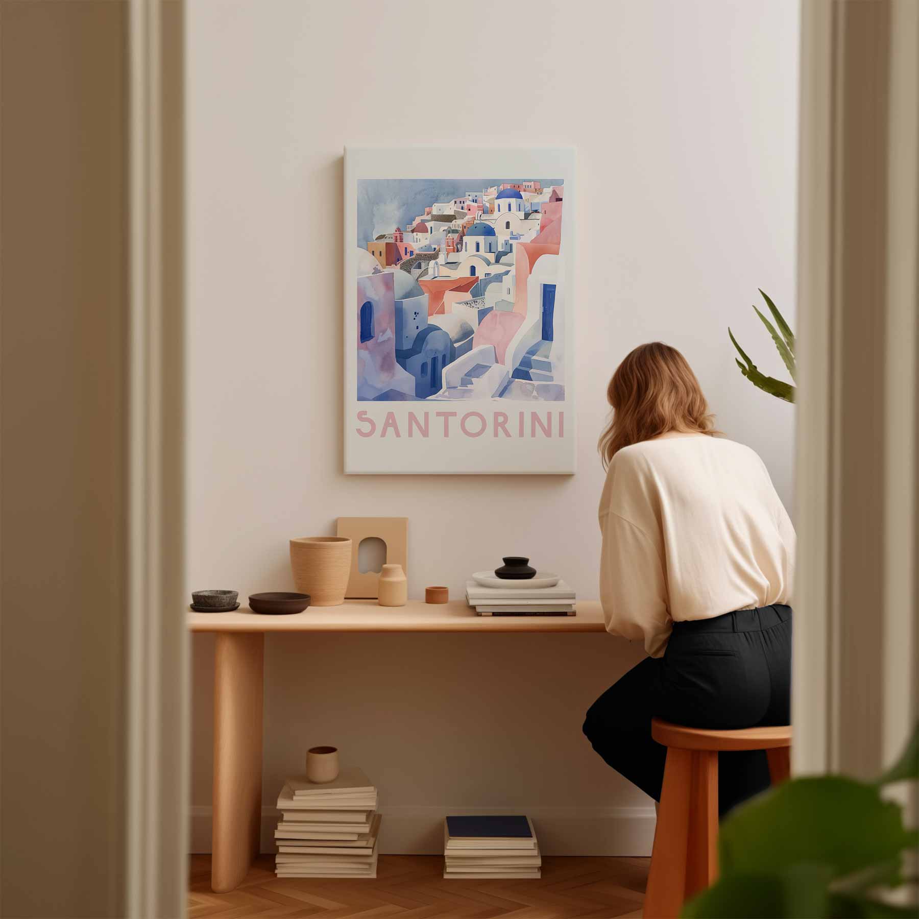 Santorini Droomlandschap Kunstwerk-canvas-dibond-plexiglas-wanddecoratie-WallArtistic