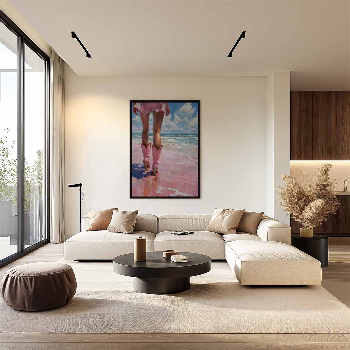 Wandeling op het Strand Kunstwerk-canvas-dibond-plexiglas-wanddecoratie-WallArtistic