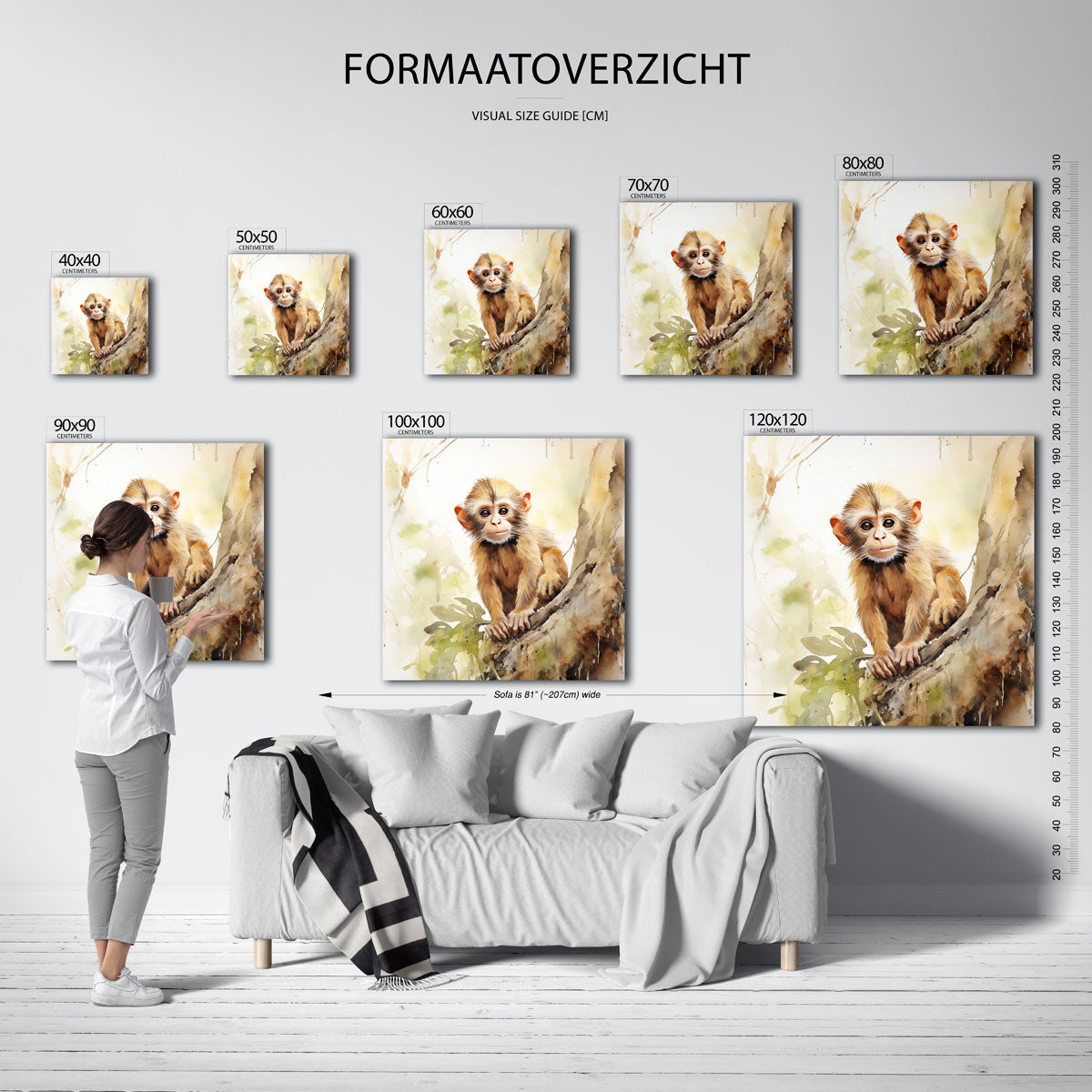 Jonge aap op boom Poster