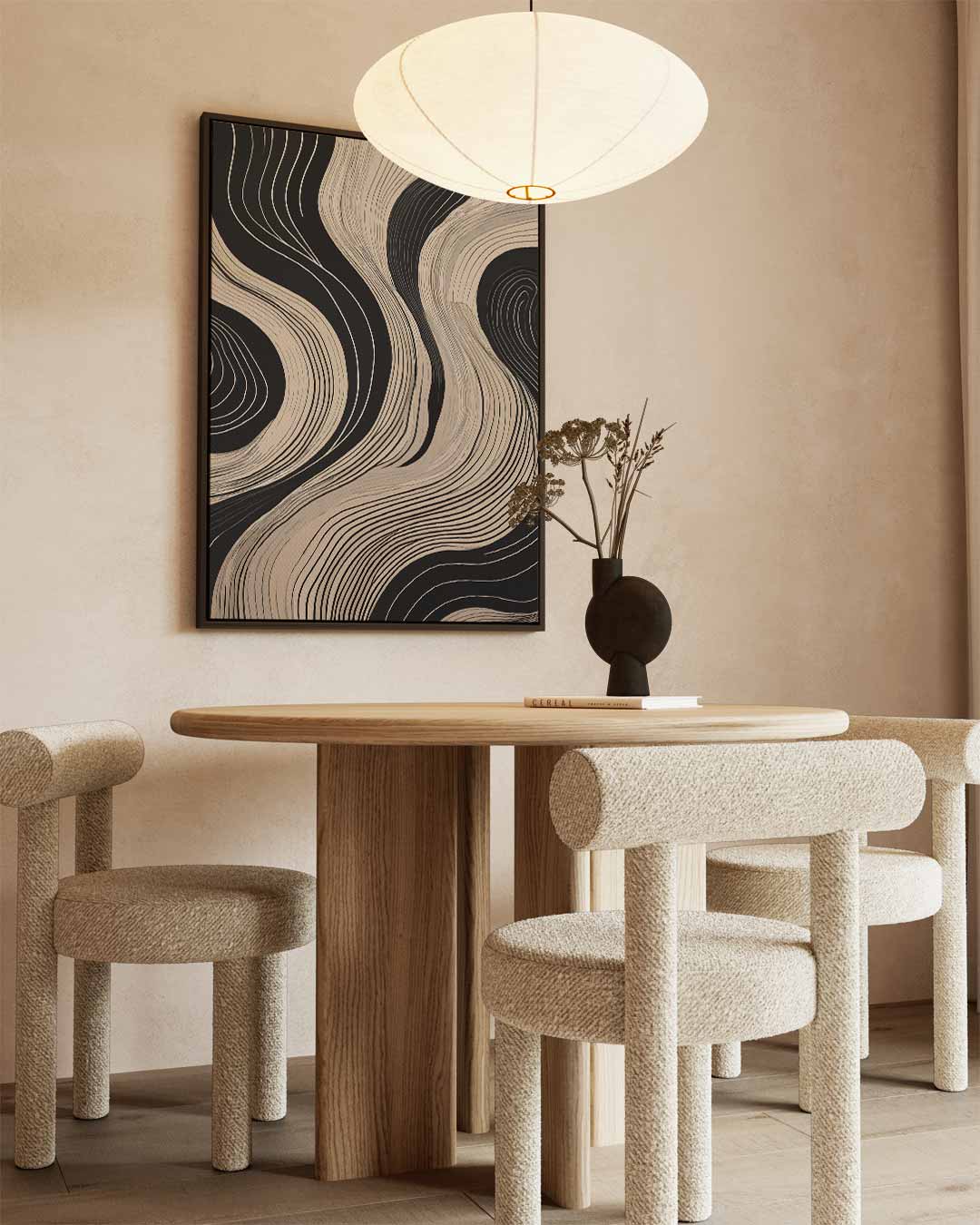 Golvende Lijnen Op Zwart Kunstwerk-canvas-dibond-plexiglas-wanddecoratie-WallArtistic