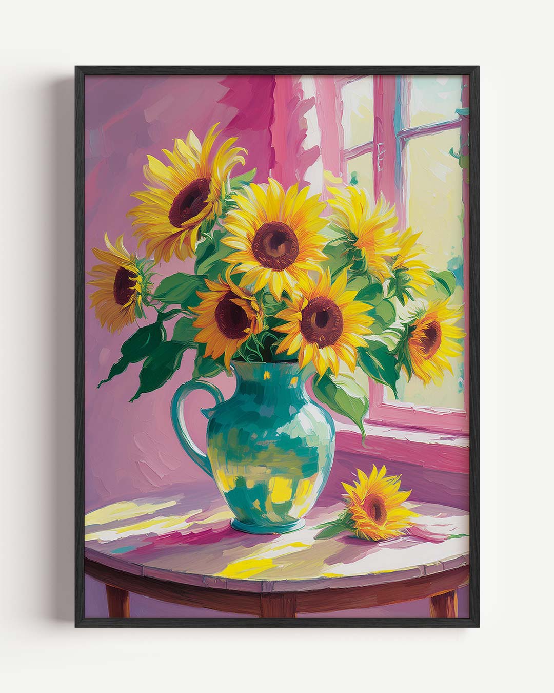 Zonnige Zonnebloemen in Vaasje Poster