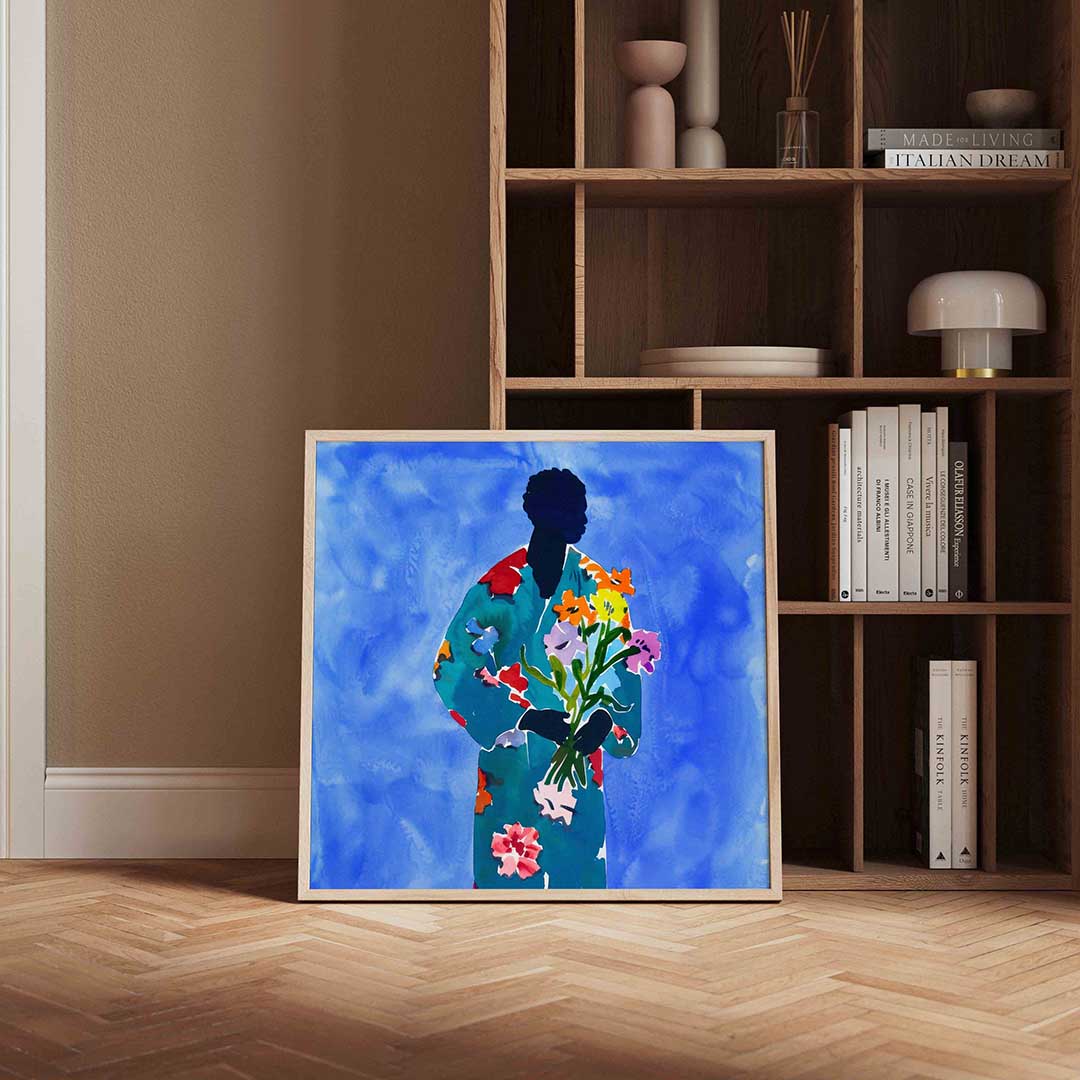 Figuur met bloemen Poster