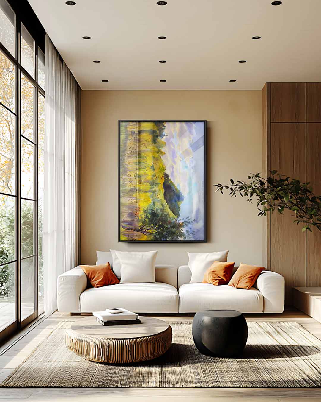 Veld met Kleurrijke Wolken Kunstwerk-canvas-dibond-plexiglas-wanddecoratie-WallArtistic