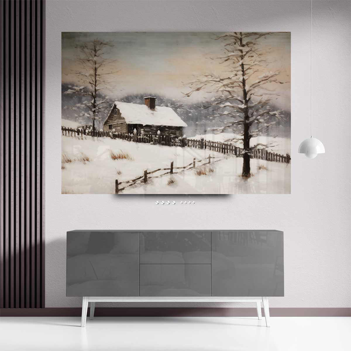 Winterhut in de Sneeuw Kunstwerk-canvas-dibond-plexiglas-wanddecoratie-WallArtistic