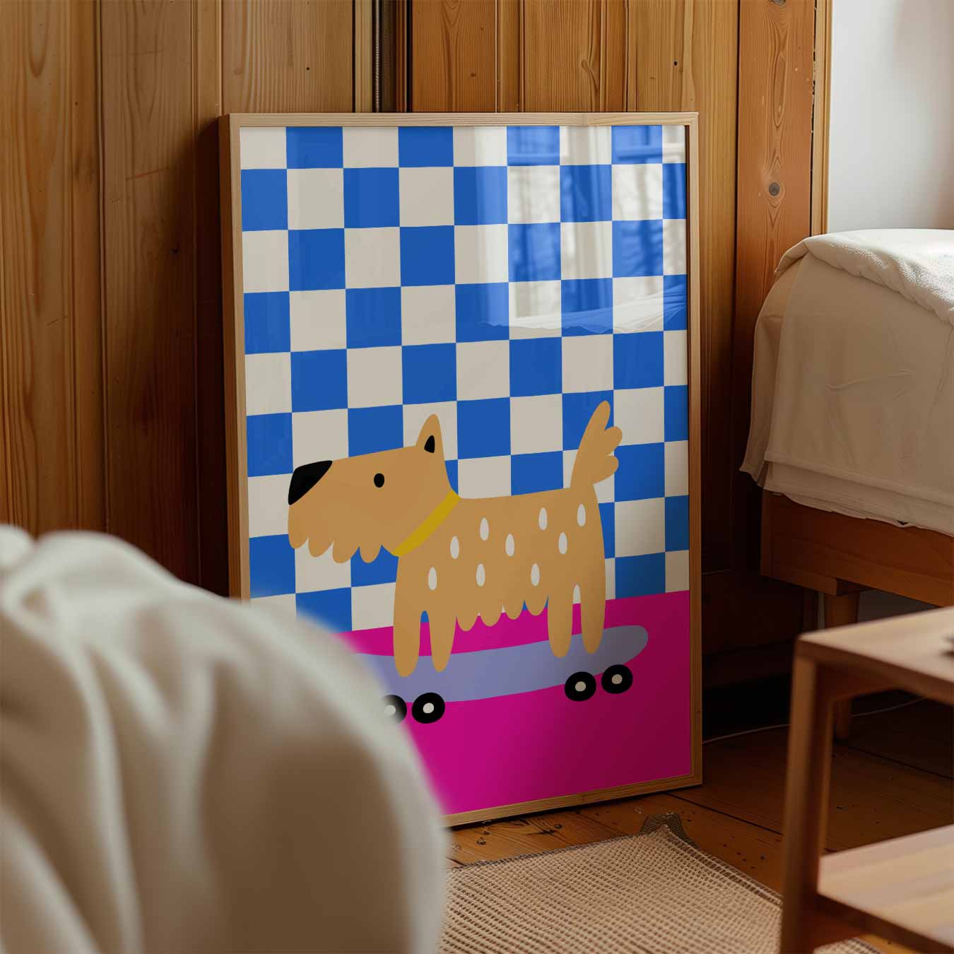 Schattige Hond op Skateboard Poster