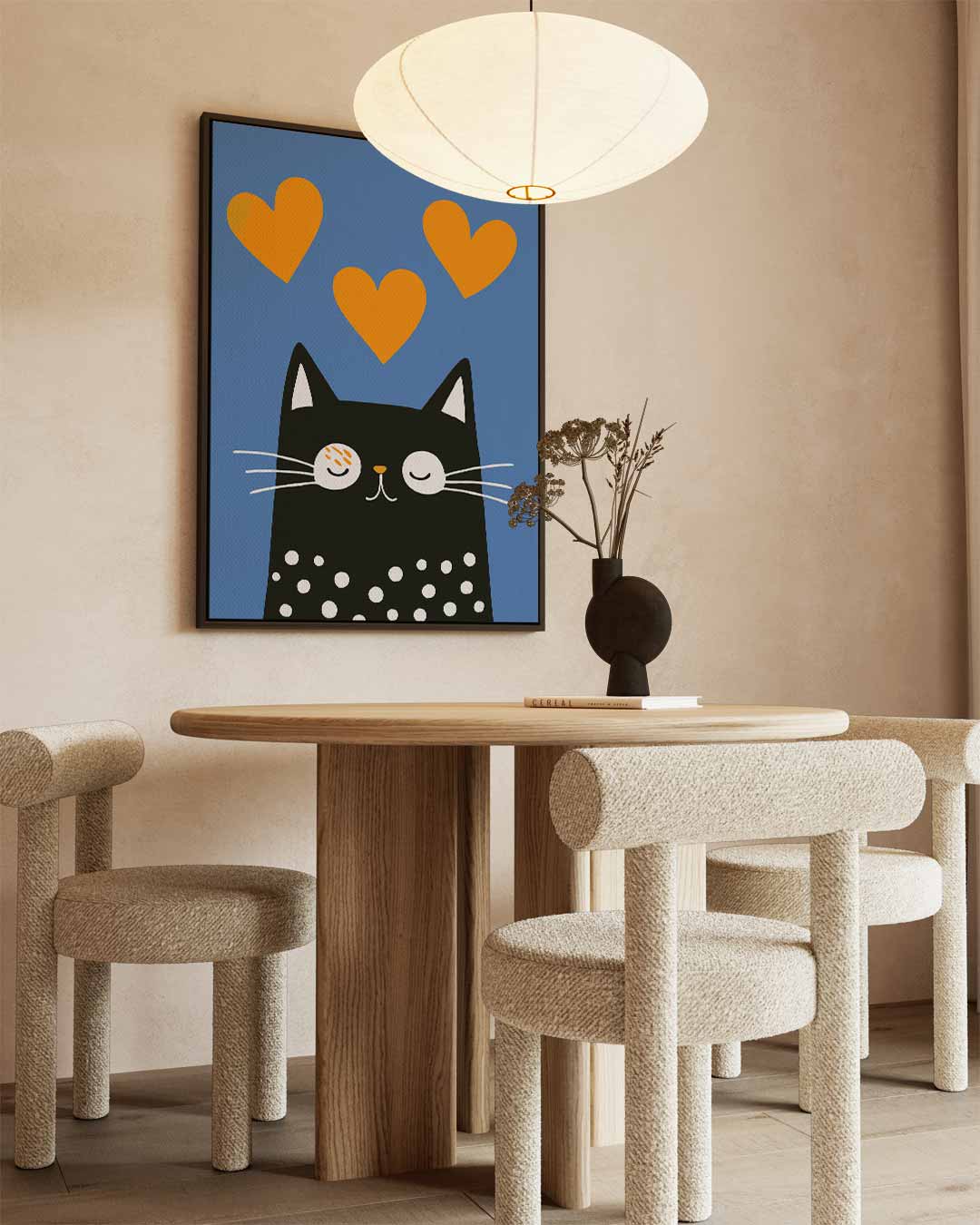 Vrolijke Kat met Liefdesharten Kunstwerk-canvas-dibond-plexiglas-wanddecoratie-WallArtistic