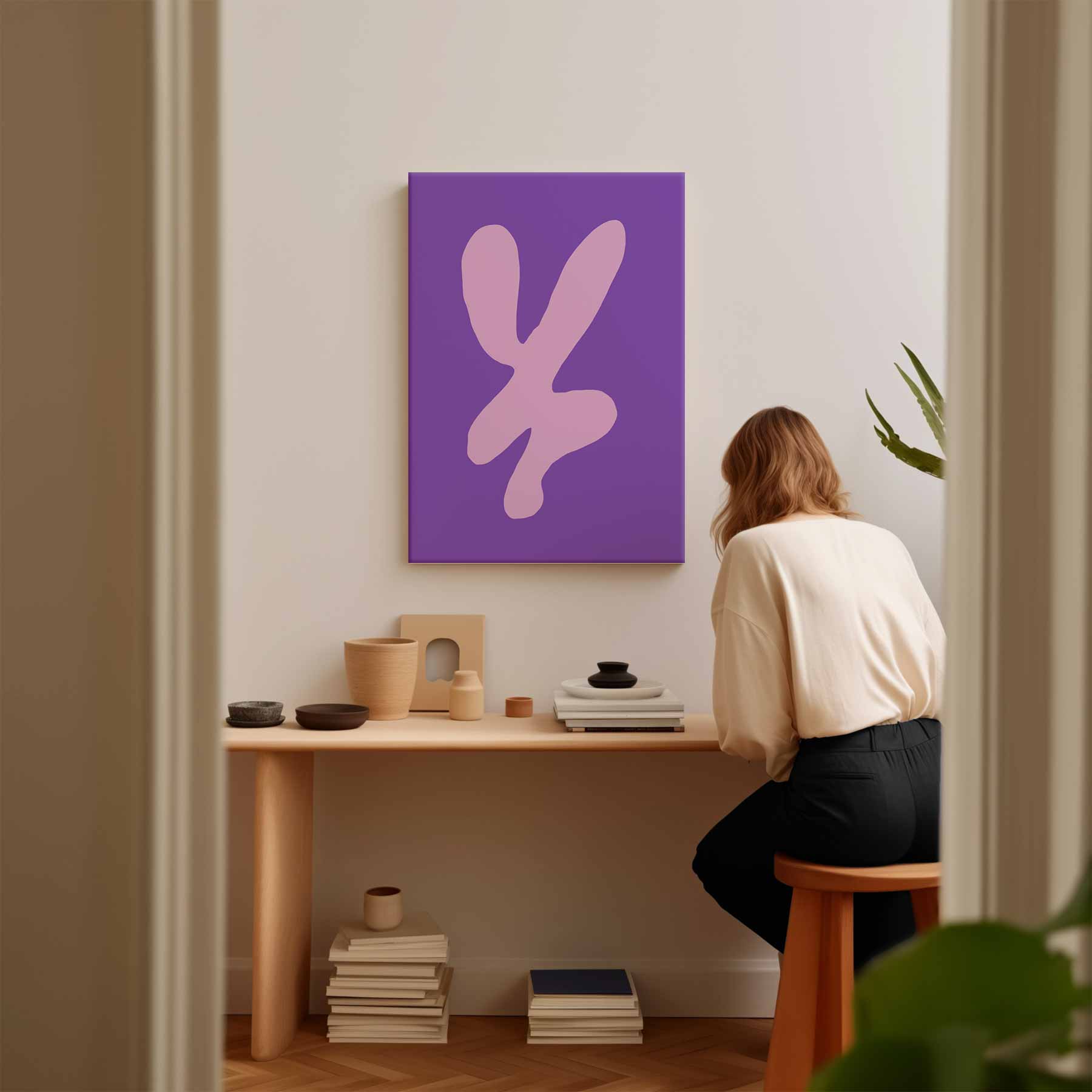 Vrolijke Vormen in Paars en Roze Kunstwerk-canvas-dibond-plexiglas-wanddecoratie-WallArtistic