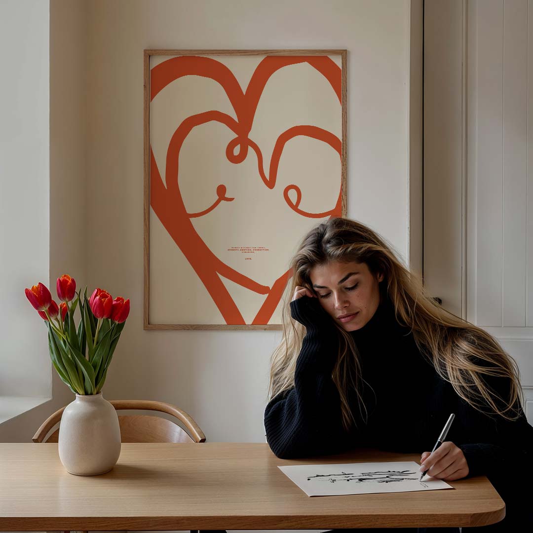 Liefdevolle Lijnkunst Poster-WallArtistic
