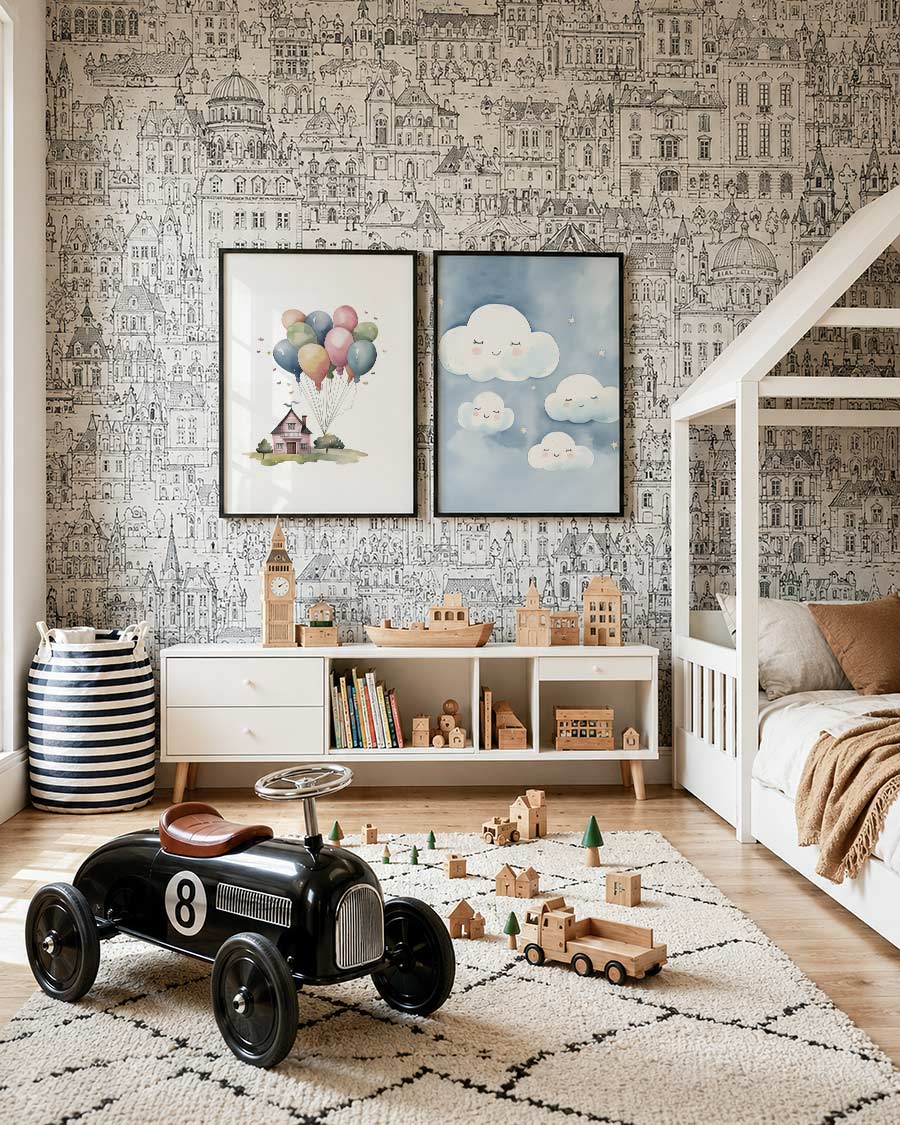 Droomhuis en ballonnen Posterset
